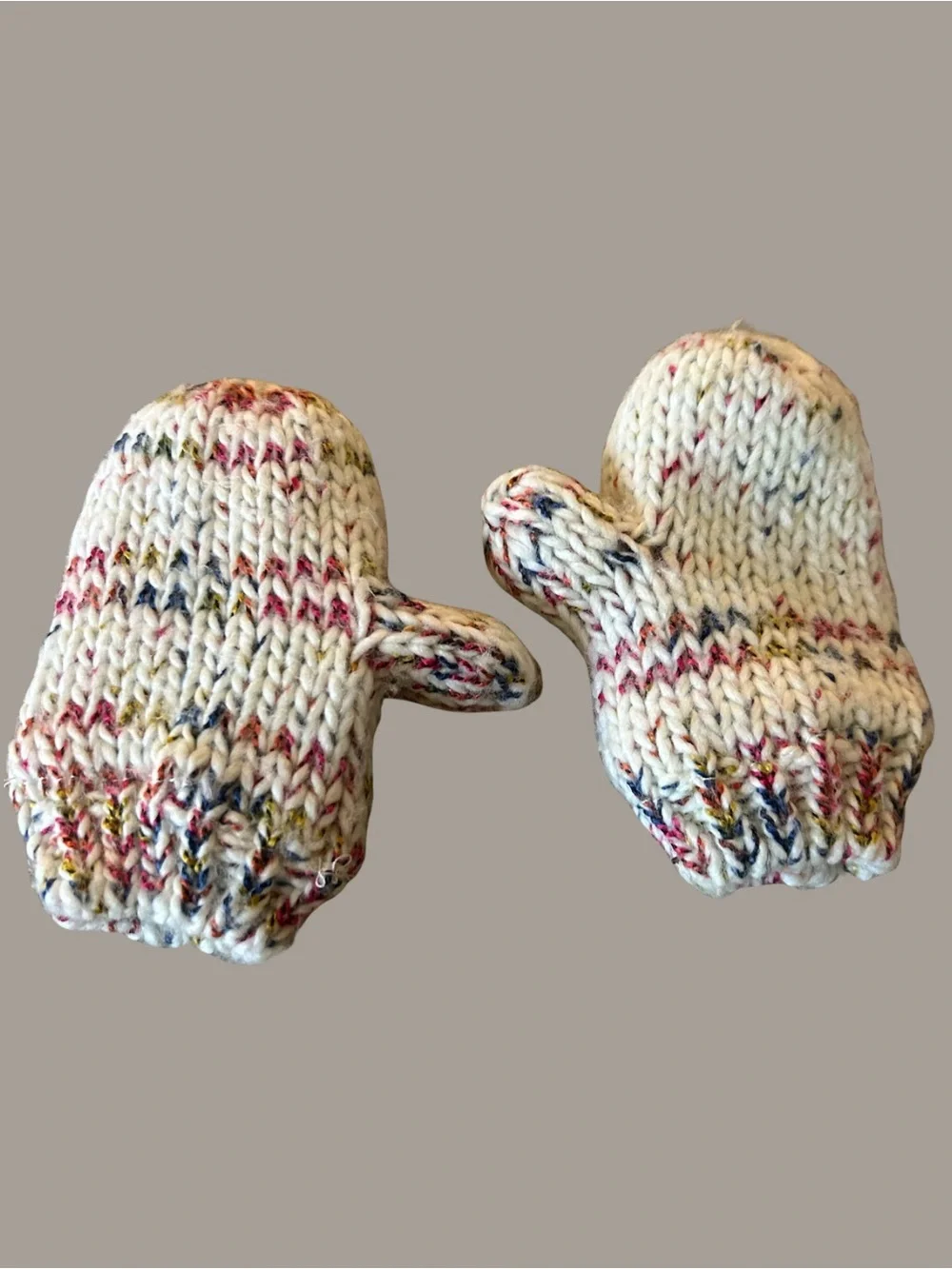 Old Navy Cream Mittens with Multi-Color Speckles